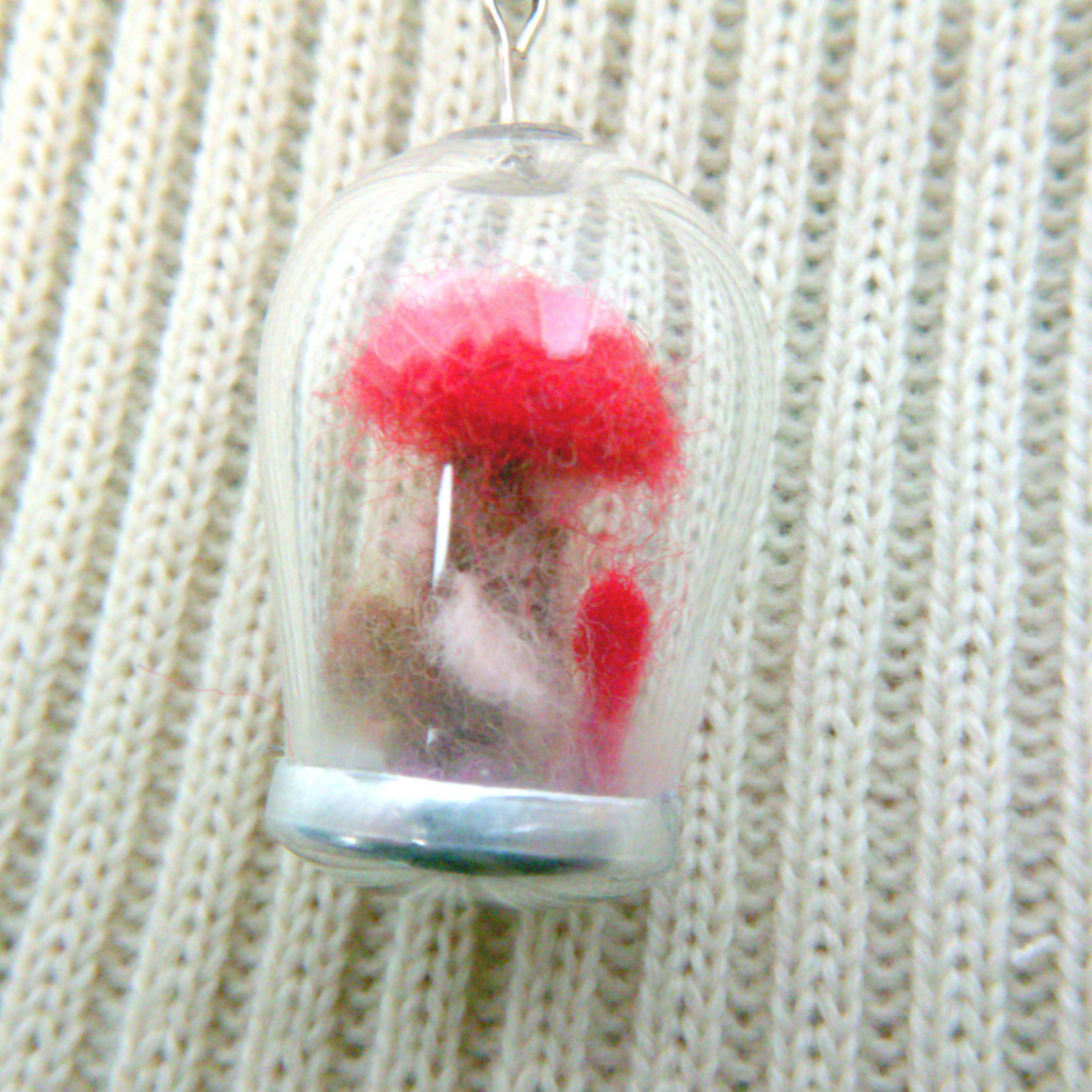 felt miniature mushroom terrarium pendant necklace